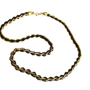 Vintage TRIFARI Black Beaded & Gold Thick Rope Style Necklace